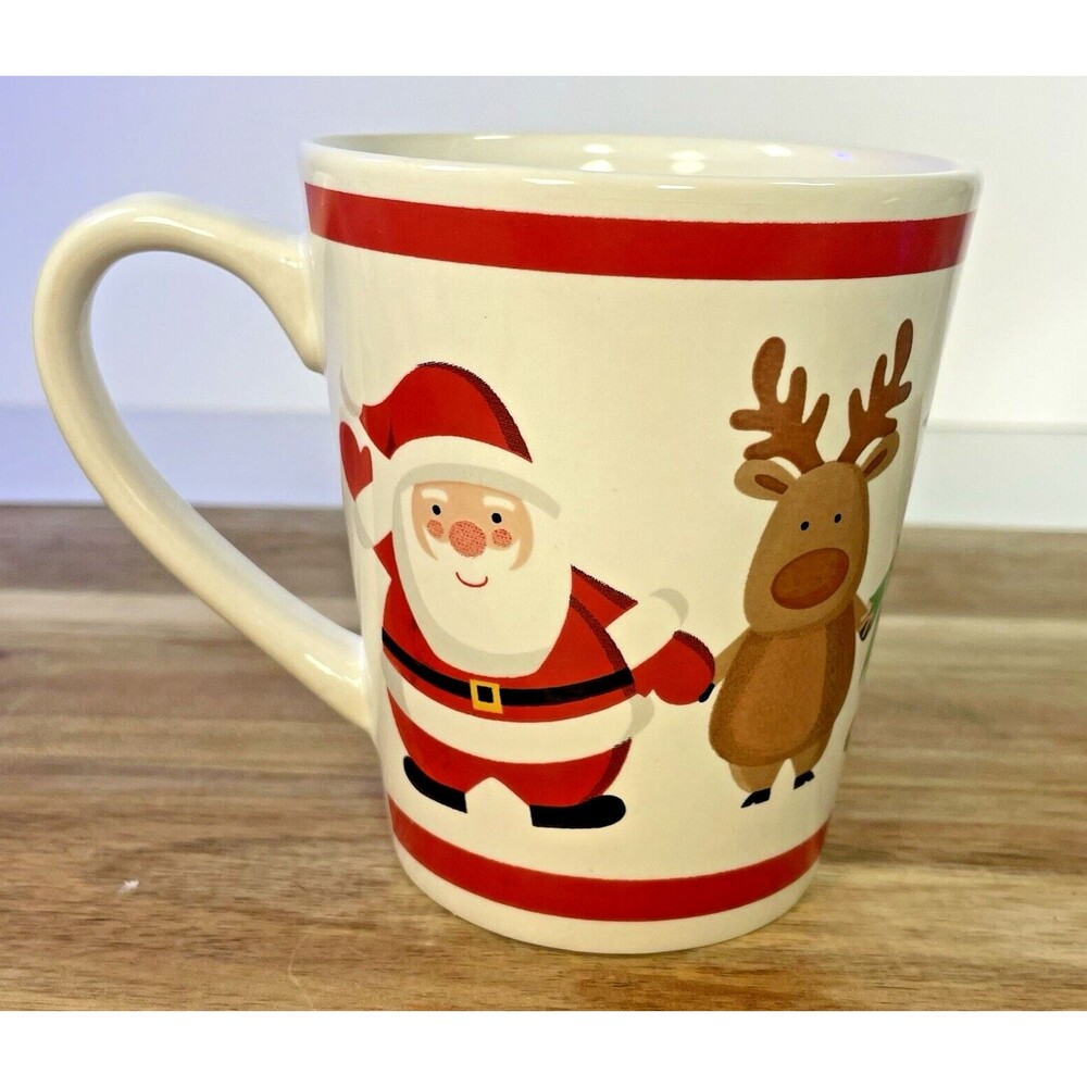VTG Trisa Christmas Characters Santa Elf Snowman Penguin Reindeer Wrap Mug